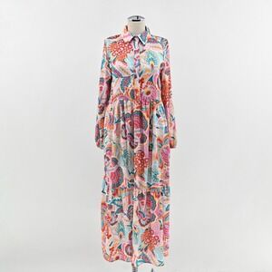 Cynthia Rowley Paisley Tiered Dress Size XS Boho Resortwear Cottagecore Bohemian